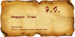 Hegyes Irma névjegykártya