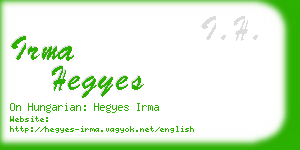 irma hegyes business card
